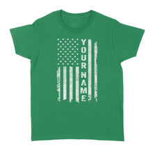 Load image into Gallery viewer, Custom name American flag shirt, personalized American patriot Women's T-shirt, birthday gift, Christmas gift for dad, mom - NQS1290