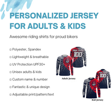Load image into Gallery viewer, Custom blue motocross jersey UV protect kid&amp;adult dirt bike sprocket chain MX racing off-road| NMS893