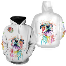 Load image into Gallery viewer, Watercolor Pitbull T-shirt Long Sleeve Hoodie| Custom Name Pitbull Terrier Lover Shirt| JTSD291