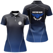 Load image into Gallery viewer, Custom Bowling Shirts With Names For Women, Flaming Bowling Ball Bowling Team Shirts | Blue IPHW4239