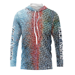 Rainbow Trout Fly Fishing Scales Custom Long Sleeve Fishing Shirts, Trout Fishing Jerseys IPHW3987