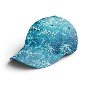 Saltwater Sea wave camo Custom Adjustable Fishing Baseball Trucker Angler hat cap Fishing gifts IPHW3266