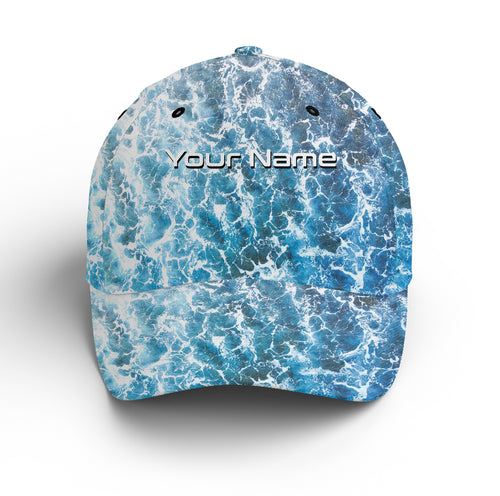 Saltwater Sea wave camo Custom Adjustable Fishing Baseball Trucker Angler hat cap Fishing gifts IPHW3268