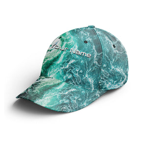 Saltwater Sea wave camo Custom Adjustable Fishing Baseball Trucker Angler hat cap Fishing gifts IPHW3270