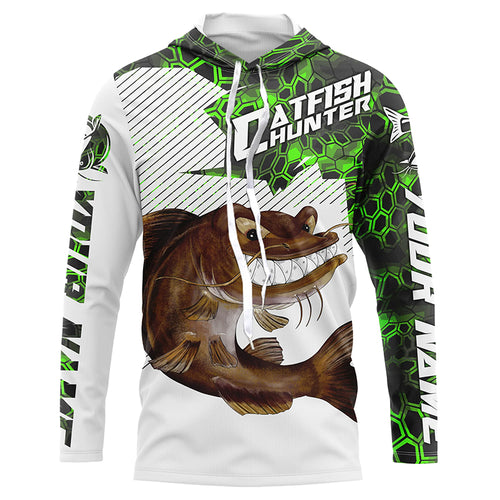 Angry Catfish Custom Long Sleeve Fishing Shirts, Catfish Hunter Fishing Jerseys | Blue Camo IPHW4174