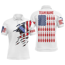 Load image into Gallery viewer, Polo shirt Custom Mens Bowling Shirts, Customizable American Flag Bowling Pin Polo Shirt For Team IPHW3809