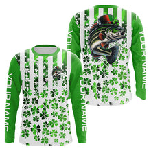 Load image into Gallery viewer, Personalized St Patrick'S Day Bass Long Sleeve Fishing Shirts, Patriotic Bass Fishing Jerseys IPHW5901