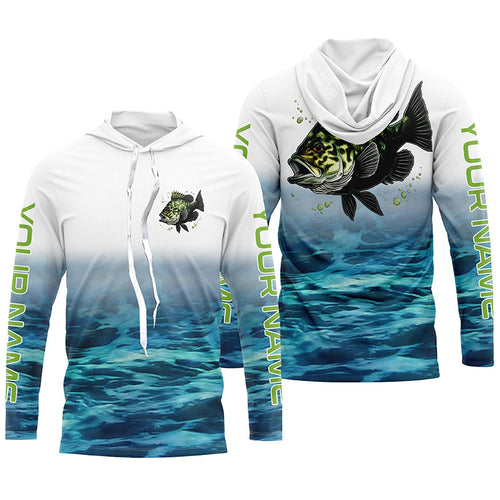 Custom Crappie Long Sleeve Tournament Fishing Shirts, Crappie Fishing Jerseys | Blue IPHW5851