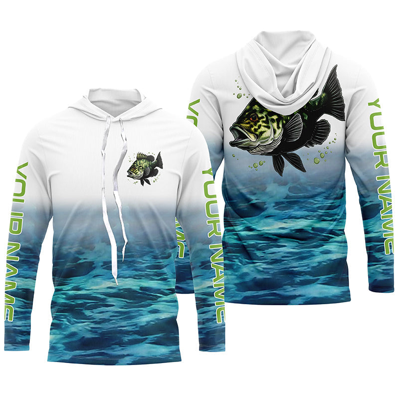 Custom Crappie Long Sleeve Tournament Fishing Shirts, Crappie Fishing Jerseys | Blue IPHW5851