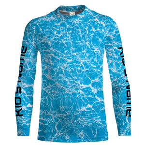 Blue ripped water camo Custom Long Sleeve performance Fishing Shirts UV Protection IPHW1550