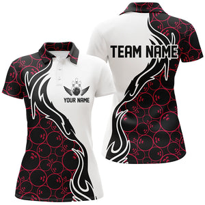 Red Bowling Pattern Custom Women Bowling Polo Shirts Flame Bowling Team Jerseys IPHW5311