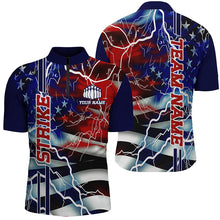 Load image into Gallery viewer, Custom American Flag Lightning Strike Bowling Shirts For Team, Patriotic Unisex Bowling Jerseys IPHW6020
