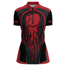 Load image into Gallery viewer, Red Flaming Bowling Ball Custom Women'S Bowling Jerseys, Matching Team Bowling Shirts IPHW4200