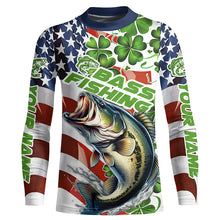 Load image into Gallery viewer, Personalized St Patrick'S Day Bass Long Sleeve Fishing Shirts, Patriotic Bass Fishing Jerseys IPHW5899