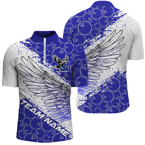 Custom Bowling Shirts For Men And Women, Team Name Bowling Jerseys Eagle Wings | Blue IPHW5817