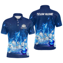 Load image into Gallery viewer, Custom Bowling Shirts For Men Blue Flame Bowling Team Jersey Bowling League Outfits Bowlers Gifts IPHW5493