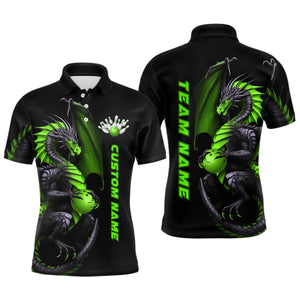 Custom Green Dragon Bowling Polo Shirts Men Team Bowling Jerseys Bowler Outfit Bowling Apparel IPHW5333