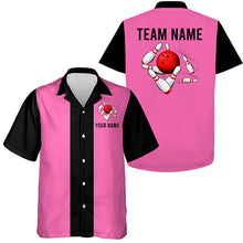 Load image into Gallery viewer, Personalized Pink Black Retro Bowling hawaiian shirts Custom vintage Team button up shirts NQS6568