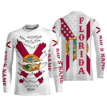 Load image into Gallery viewer, Custom Florida Flag Shirts, Patriot Long Sleeve Performance Shirts UV Protection Upf 30+ NQS2493