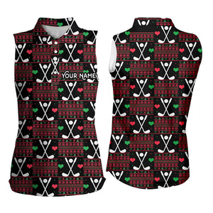 Women sleeveless polo shirts custom Christmas pattern shirts, personalized Christmas golf gifts NQS6603