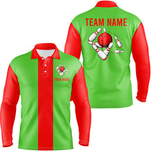 Load image into Gallery viewer, Personalized Red Green Christmas Bowling Polo Shirts For Men custom vintage bowling team jerseys NQS6882
