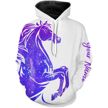 Load image into Gallery viewer, Love Horse purple galaxy Custom All over print Shirts, personalized horse shirt for girl, gift for horse lovers - NQS2689