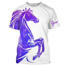 Load image into Gallery viewer, Love Horse purple galaxy Custom All over print Shirts, personalized horse shirt for girl, gift for horse lovers - NQS2689