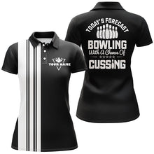 Load image into Gallery viewer, Black white retro bowling polo shirts for women custom Today's forecast bowling with chance of cussing NQS6908