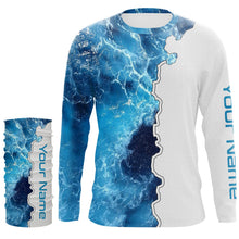 Load image into Gallery viewer, Custom Saltwater Long sleeve Fishing Shirts UV Protection, Sea wave camo Fishing Shirts NQS3124