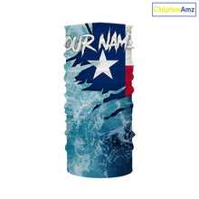 Load image into Gallery viewer, Texas flag fishing Saltwater Long sleeve customized name Fishing Shirts UV Protection, Sea wave camo blue Fishing Shirts NQS2567