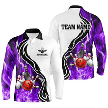 Load image into Gallery viewer, Mens polo bowling shirt Custom bowling ball pins strike team league jersey, bowl gifts | Purple NQS6344