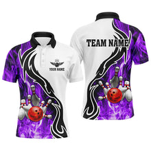 Load image into Gallery viewer, Mens polo bowling shirt Custom bowling ball pins strike team league jersey, bowl gifts | Purple NQS6344