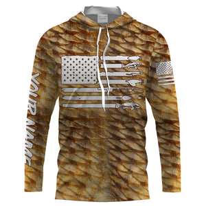 Redfish puppy drum Fishing American flag patriotic Customize Name long sleeves fishing shirts UPF 30+ NQS2220
