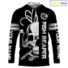 Load image into Gallery viewer, Fish reaper fishing black and white Custom sun protection fishing jersey Shirts, fishing gift NQS3500