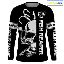 Load image into Gallery viewer, Fish reaper fishing black and white Custom sun protection fishing jersey Shirts, fishing gift NQS3500