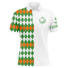 Load image into Gallery viewer, Golf polo shirts for Men custom St Patricks day Argyle plaid pattern golf shirts, gift for golf lovers NQS4760
