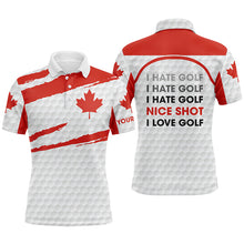Load image into Gallery viewer, Mens golf polo shirts Canada flag patriot custom name I hate golf nice shot I love golf NQS4232