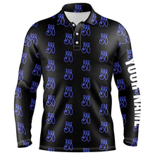 Load image into Gallery viewer, Black Neon Bowling seamless pattern Custom Mens bowling polo shirts, bowling team league jerseys NQS6761
