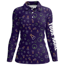 Load image into Gallery viewer, Neon beer glowing Bowling pattern Custom Women bowling polo shirt, bowling team league jerseys NQS6763