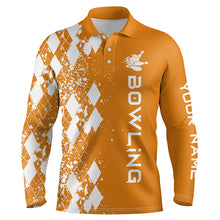 Load image into Gallery viewer, orange personalized bowling shirt for men – custom name design side view