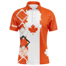 Load image into Gallery viewer, Mens golf polo shirts orange Canada flag patriot custom name golf shirts for men, gift for the golfers NQS5161