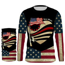 Load image into Gallery viewer, American Flag fishing rod Custom Name US flag long sleeves, hooded fishing shirt, Personalized Gifts for Fisherman NQS2930