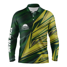 Load image into Gallery viewer, Mens polo bowling shirts Custom green yellow camo Bowling Team Jersey, gift for team Bowlers NQS6380