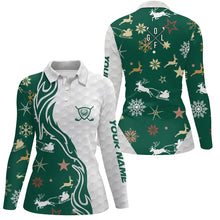 Load image into Gallery viewer, Green Christmas pattern golf ball Women golf polo shirts custom christmas golf shirts lady golf clubs NQS6854