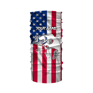 Largemouth Bass fishing American flag patriotic 4th July Customize long sleeves fishing shirt NQS1957