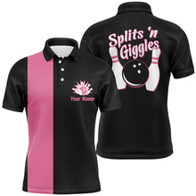 Load image into Gallery viewer, Splits'n Giggles Bowling polo Shirt For men Personalized pink retro bowling Jersey NQS5967