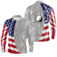 Load image into Gallery viewer, American flag patriot Mens golf polo shirts custom golf clubs pattern crawl walk golf tops for mens NQS6641