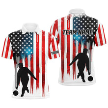 Load image into Gallery viewer, Red white and blue American flag Bowling Polo Shirts For Men custom bowling team jerseys for bowlers NQS6874