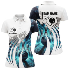 Load image into Gallery viewer, Blue lightning thunder Women Bowling Polo Shirts Custom Texas Team league Jerseys, gifts for bowlers NQS7074