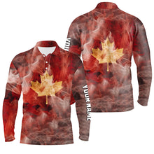 Load image into Gallery viewer, Mens golf polo shirts custom smoke Canadian flag patriotic golf tops for mens, golf gifts for men NQS6486
